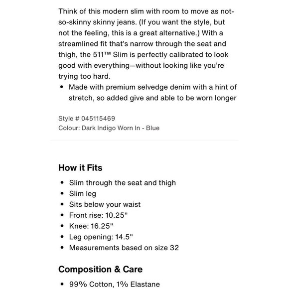 Men’s LEVI'S Denim Jeans. Model 511 - W30 L32 - Picture 8 of 8